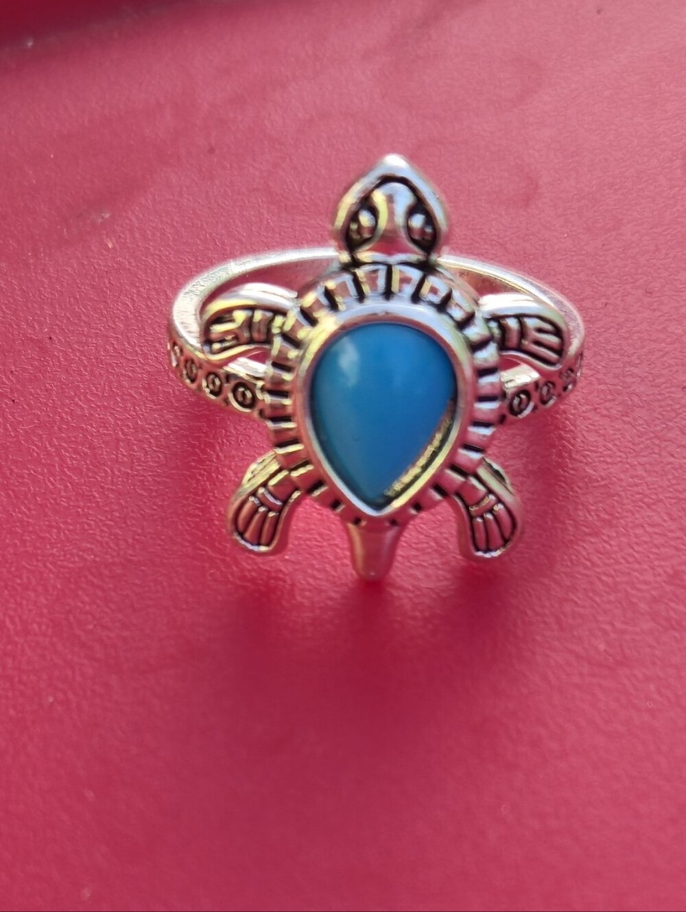 Silver Ring W/ Turquoise Turtle